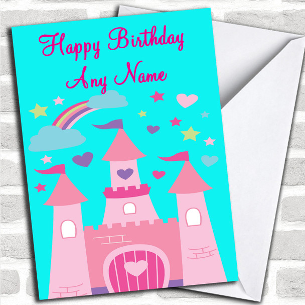 Pink Castle Princess Personalized Birthday Card