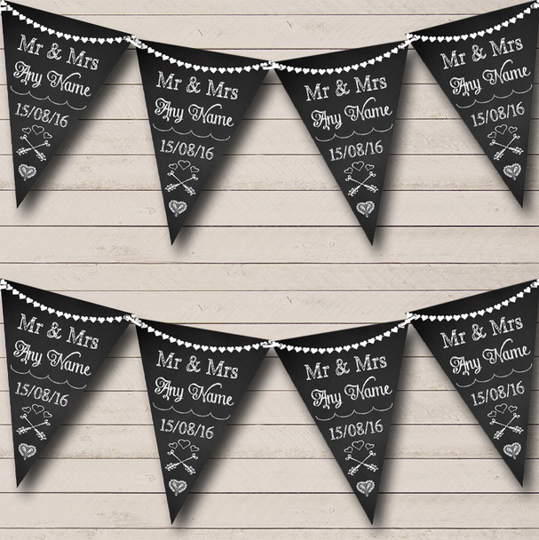 Chalkboard Mr & Mrs Personalized Anniversary Party Bunting Flag Banner