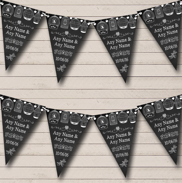 Chalk Shabby Chic Birdcage Personalized Anniversary Party Bunting Flag Banner