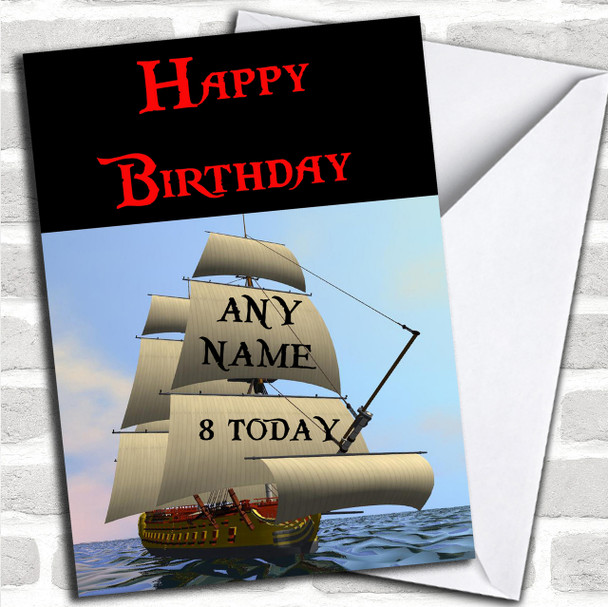 Pirate Ship In The Sea Personalized Birthday Card