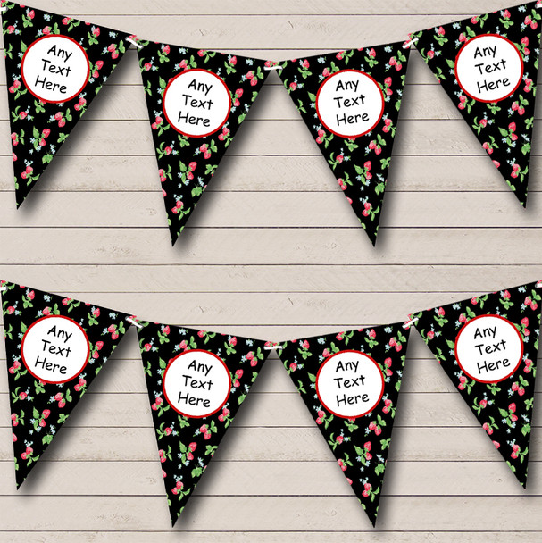 Black Strawberry Personalized Wedding Anniversary Party Bunting Flag Banner