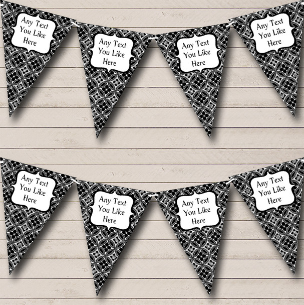 Black And White Personalized Wedding Anniversary Party Bunting Flag Banner