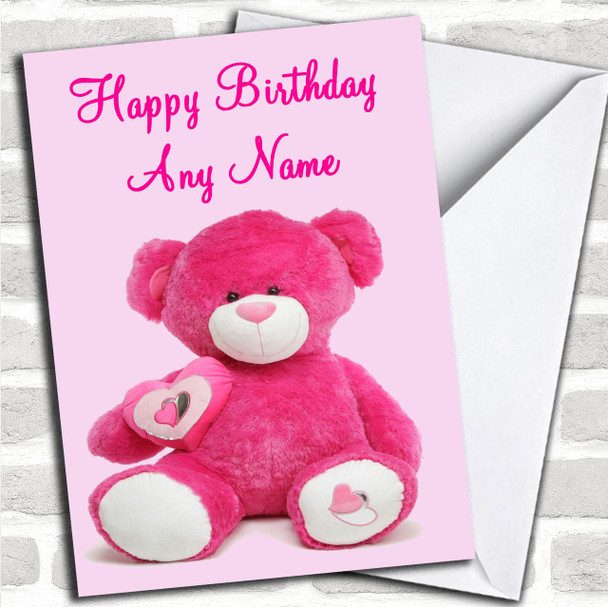 Big Pink Teddy Personalized Birthday Card