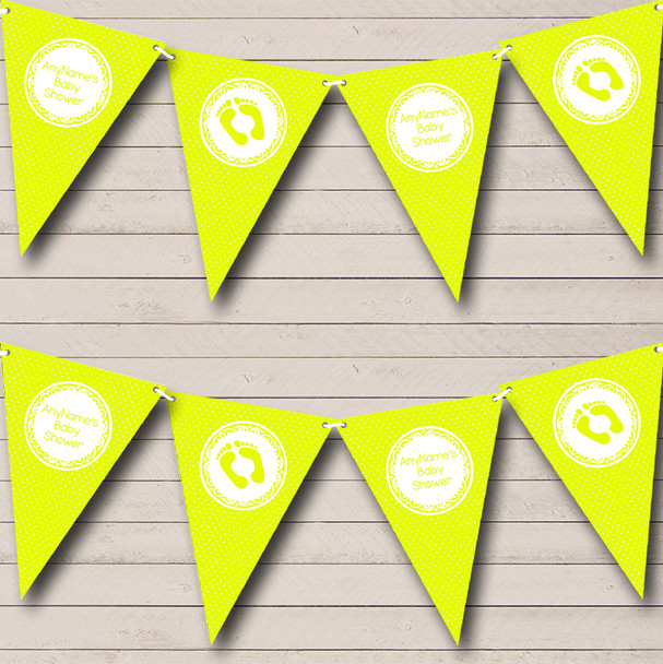 Polkadot Bright Yellow Personalized Baby Shower Bunting Flag Banner