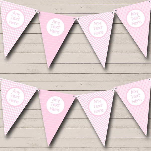 Pink Polkadots Girl Pretty Personalized Baby Shower Bunting Flag Banner