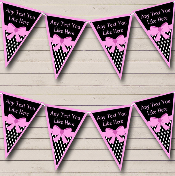 Pink And Polkadot Personalized Baby Shower Bunting Flag Banner