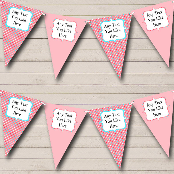 Pink And Blue Polkadot Personalized Baby Shower Bunting Flag Banner
