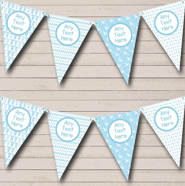 Grow Blue Stars Chevrons Personalized Baby Shower Bunting Flag Banner