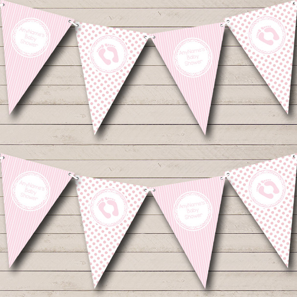 Girl Pink Dots And Stripes Personalized Baby Shower Bunting Flag Banner