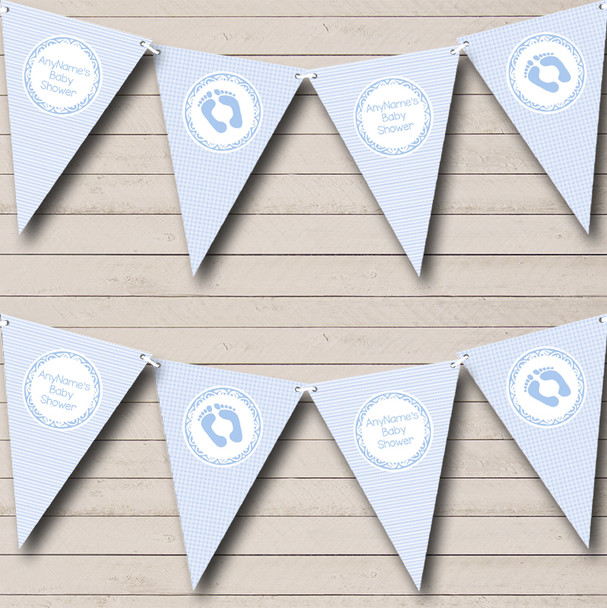 Blue Spots And Stripes Personalized Baby Shower Bunting Flag Banner