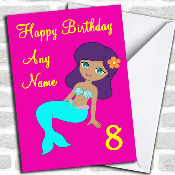 Mermaid Cartoon Personalized Birthday Card