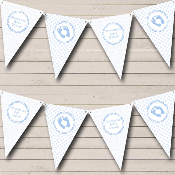 Blue Spots And Diamonds Personalized Baby Shower Bunting Flag Banner