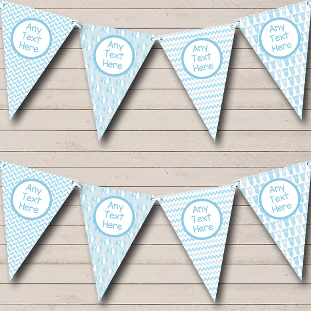 Blue Grows And Balloons Personalized Baby Shower Bunting Flag Banner