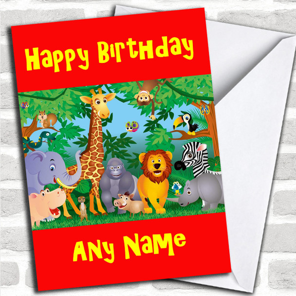 Jungle Animals Personalized Birthday Card