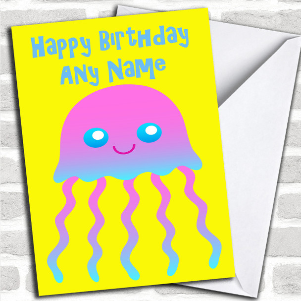 Jellyfish Cartoon Personalized Birthday Card