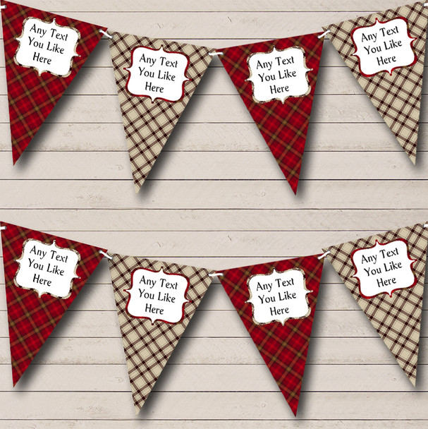 Two Tone Tartan Personalized Birthday Party Bunting Flag Banner