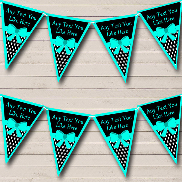 Turquoise Teal And Polkadot Personalized Birthday Party Bunting Flag Banner