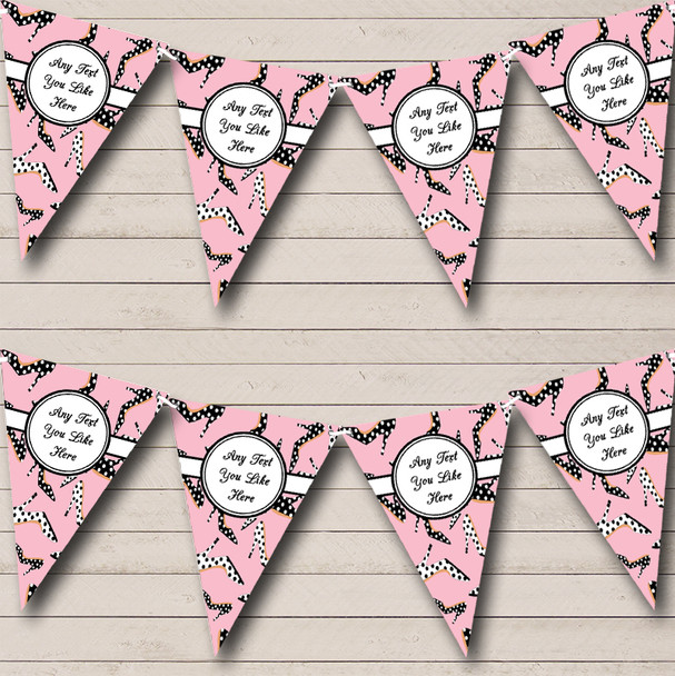 Stiletto Shoes Pink And Black Personalized Birthday Party Bunting Flag Banner