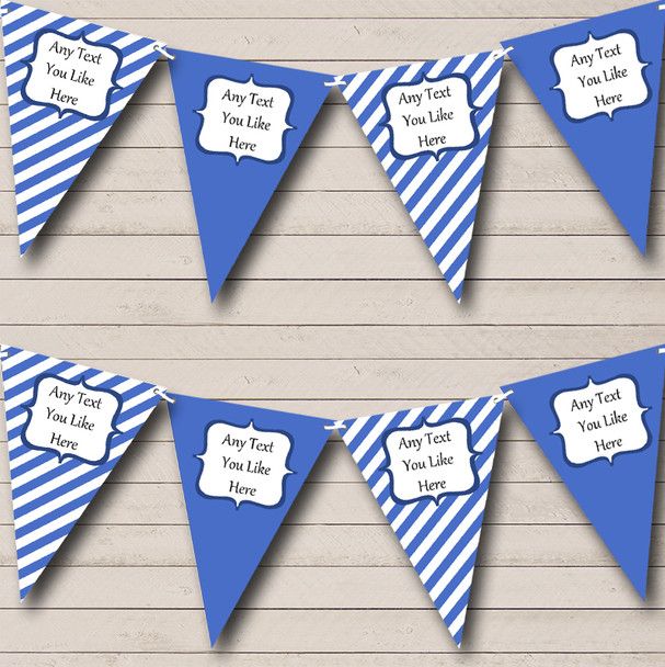 Sky Blue And White Stripes Personalized Birthday Party Bunting Flag Banner