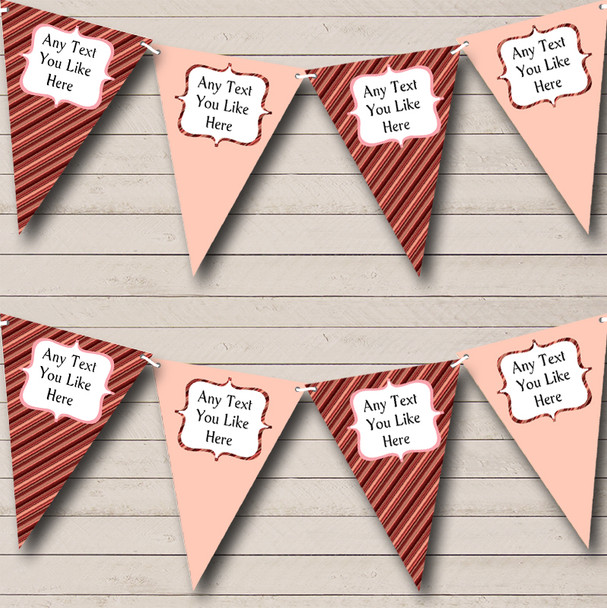 Shabby Chic Peach Stripes Personalized Birthday Party Bunting Flag Banner