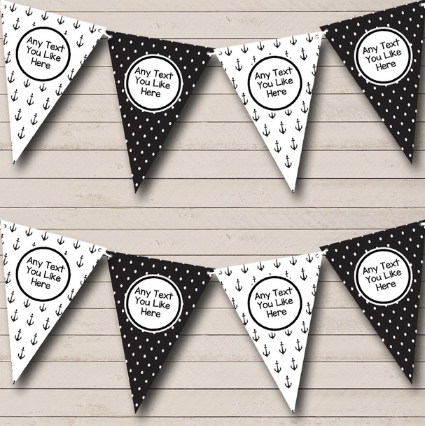 Sailing Nautical Beach Seaside Black White Personalized Birthday Party Bunting Flag Banner