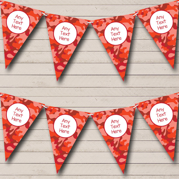 Red Orange Camouflage Personalized Birthday Party Bunting Flag Banner