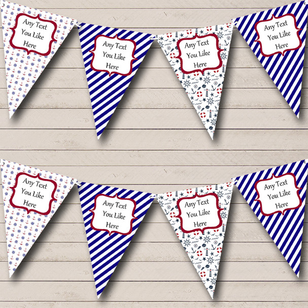 Red Blue & White Nautical Boat Personalized Birthday Party Bunting Flag Banner