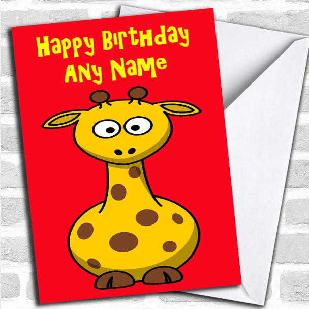 Giraffe Cartoon Personalized Birthday Card