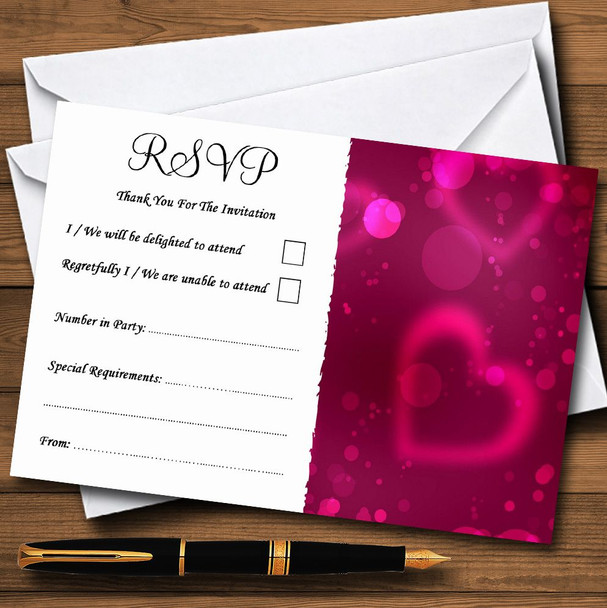Hot Pink Hearts Personalized RSVP Cards