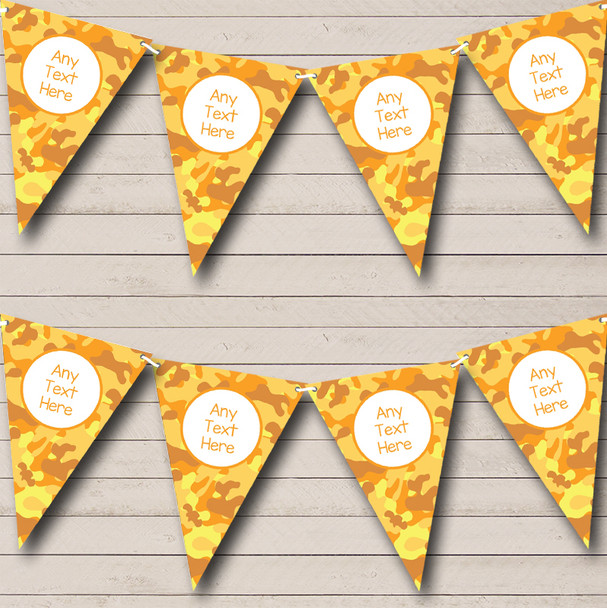 Orange Yellow Camouflage Personalized Birthday Party Bunting Flag Banner