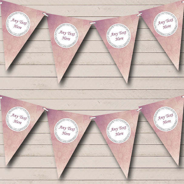 Lavender Purple Dainty Floral Personalized Birthday Party Bunting Flag Banner