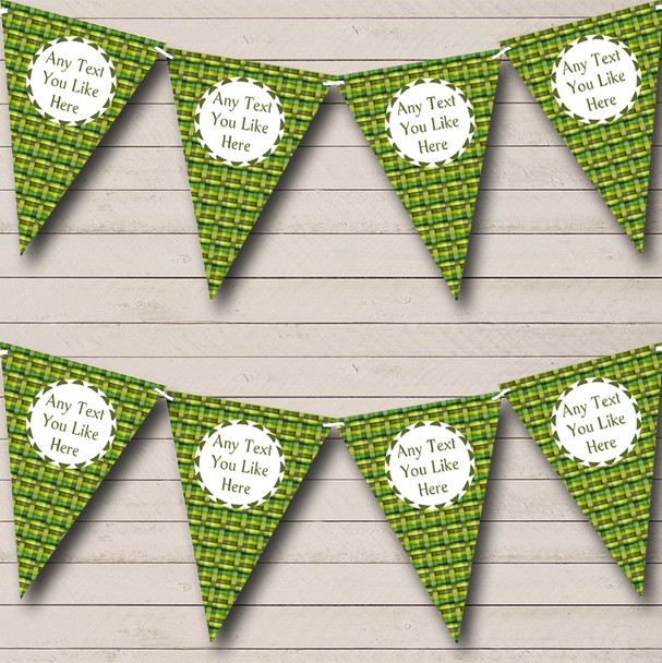 Green Shades Retro Squares Personalized Birthday Party Bunting Flag Banner