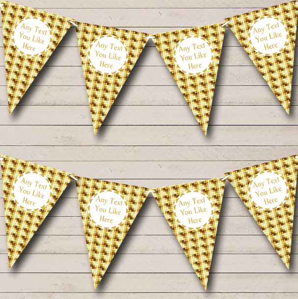 Golden Yellow Squares Retro Personalized Birthday Party Bunting Flag Banner