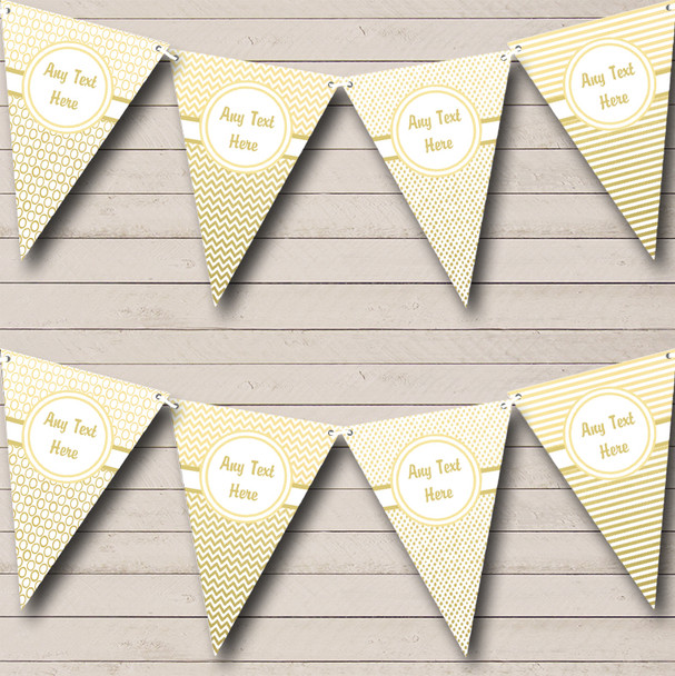 Elegant White And Gold Personalized Birthday Party Bunting Flag Banner