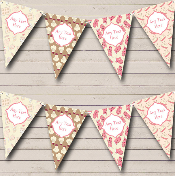 Cute Cake Baking Personalized Birthday Party Bunting Flag Banner