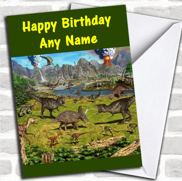 Dinosaur Land Personalized Birthday Card