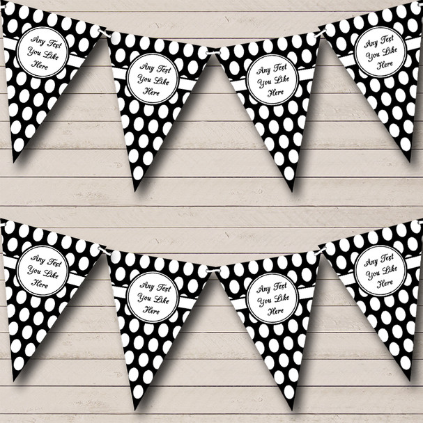 Black With Large White Spots Personalized Birthday Party Bunting Flag Banner