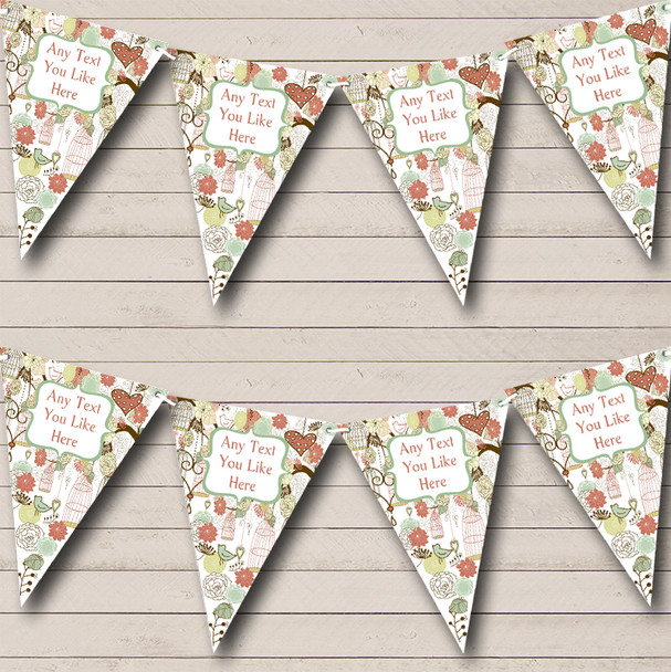Birdcage Vintage Shabby Chic Green Personalized Birthday Party Bunting Flag Banner Birdcage Vintage Shabby Chic Green Personalized Birthday Party Bunting Flag Banner