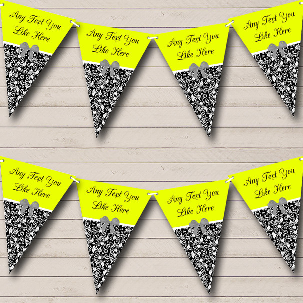 Yellow Damask Personalized Carnival Fete Street Party Bunting Flag Banner