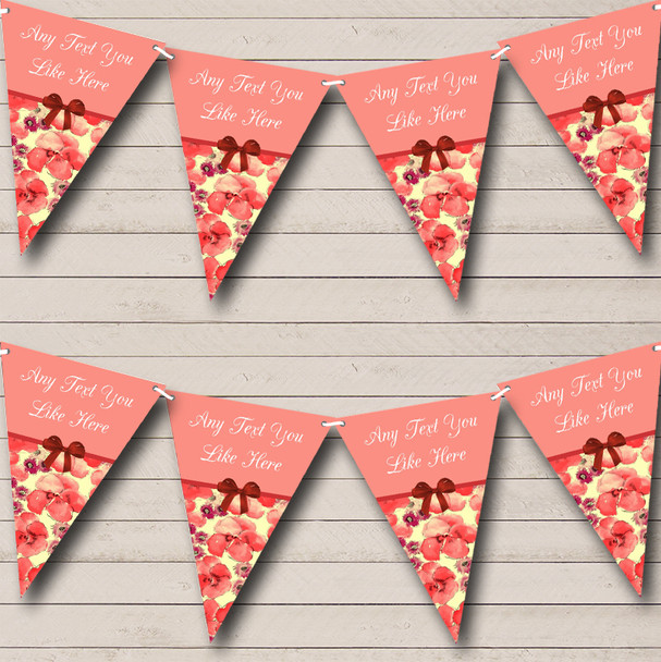 Yellow Coral Floral Personalized Carnival Fete Street Party Bunting Flag Banner