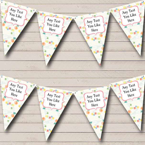 Summer Floral Cream Personalized Carnival Fete Street Party Bunting Flag Banner