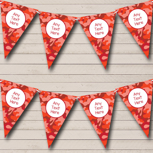 Red Orange Camouflage Personalized Carnival Fete Street Party Bunting Flag Banner
