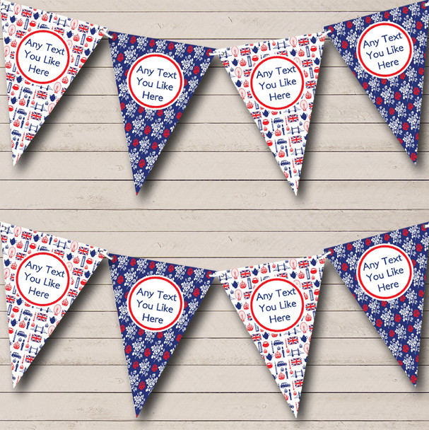 Red And Blue London Personalized Carnival Fete Street Party Bunting Flag Banner