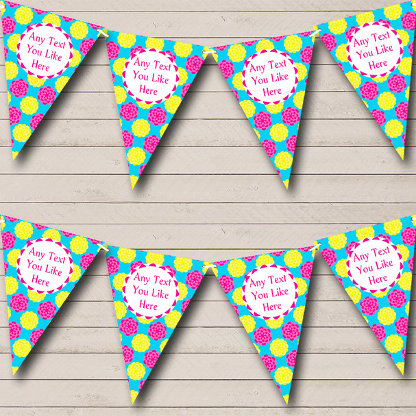 Pink Yellow Blue Bright Personalized Carnival Fete Street Party Bunting Flag Banner