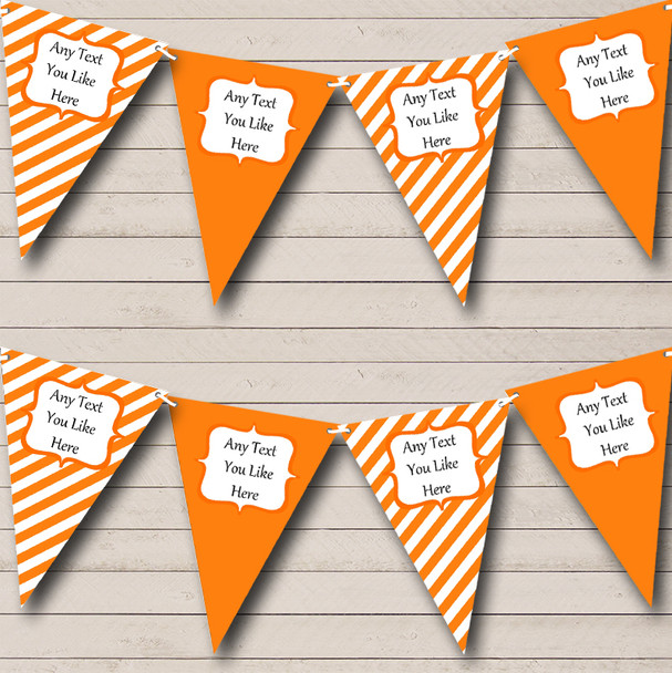 Orange And White Stripes Personalized Carnival Fete Street Party Bunting Flag Banner