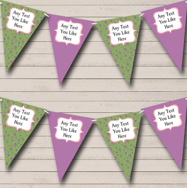 Green Purple Personalized Carnival Fete Street Party Bunting Flag Banner