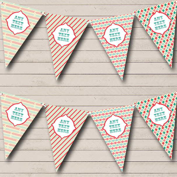 Circus Stripes Green Red Personalized Carnival Fete Street Party Bunting Flag Banner