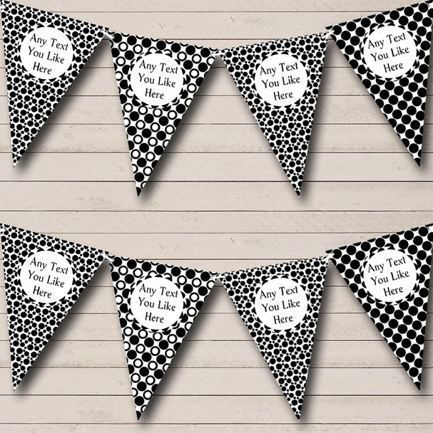 Black & White Spots And Polkadot Personalized Carnival Fete Street Party Bunting Flag Banner