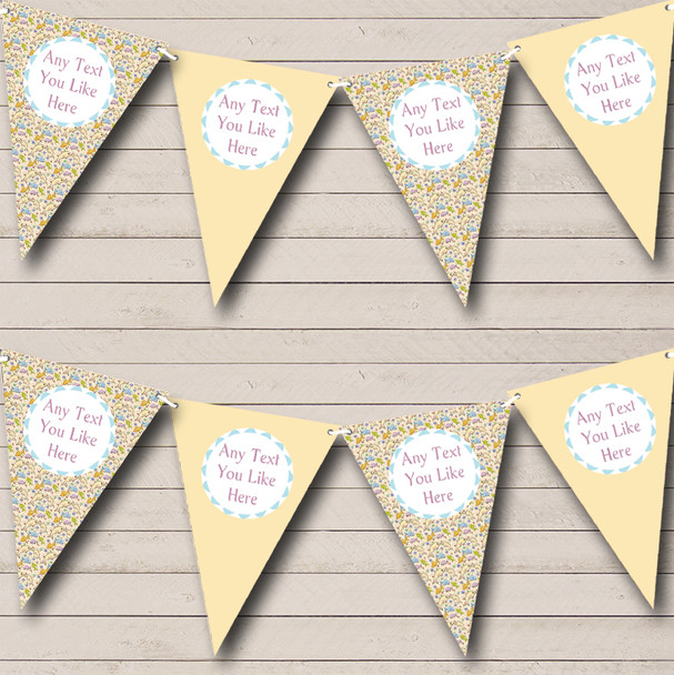 Yellow Pink Blue Baby Dolphin Personalized Children's Birthday Party Bunting Flag Banner
