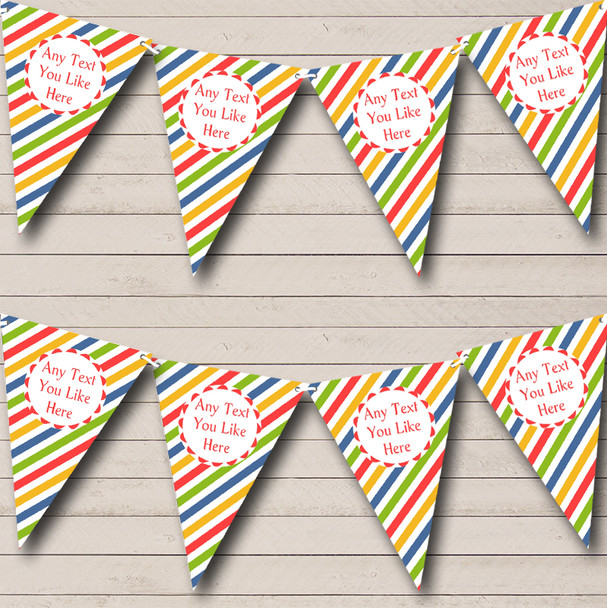 Yellow Blue Green Red Stripes Personalized Children's Birthday Party Bunting Flag Banner